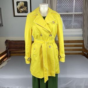 GAP Cotton Double Breasted Pea Coat Women’s Sm Vibrant Yellow White Trim Preppy
